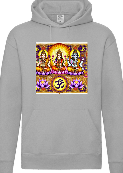 Krishna Hoodie Nahaufnahme – Druckdetail Krishna-Motiv auf GOTS-zertifizierter Bio-Baumwolle von SatoriSoul