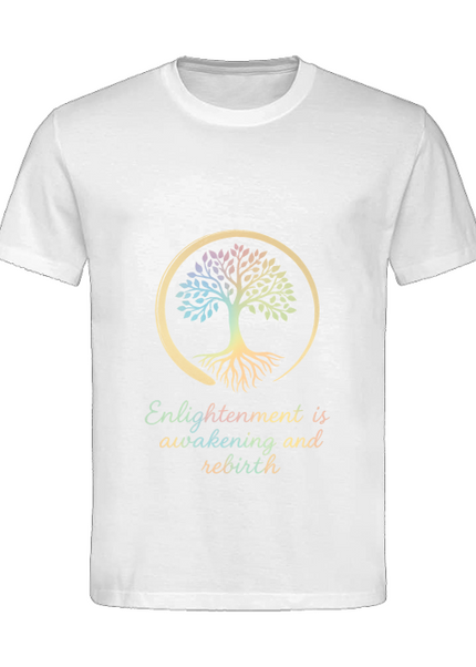 Detailansicht Bodhi Baum Herren T-Shirt Weiß – Bodhi-Baum, Lotus und Mandala als Symbol für Wachstum und Erkenntnis