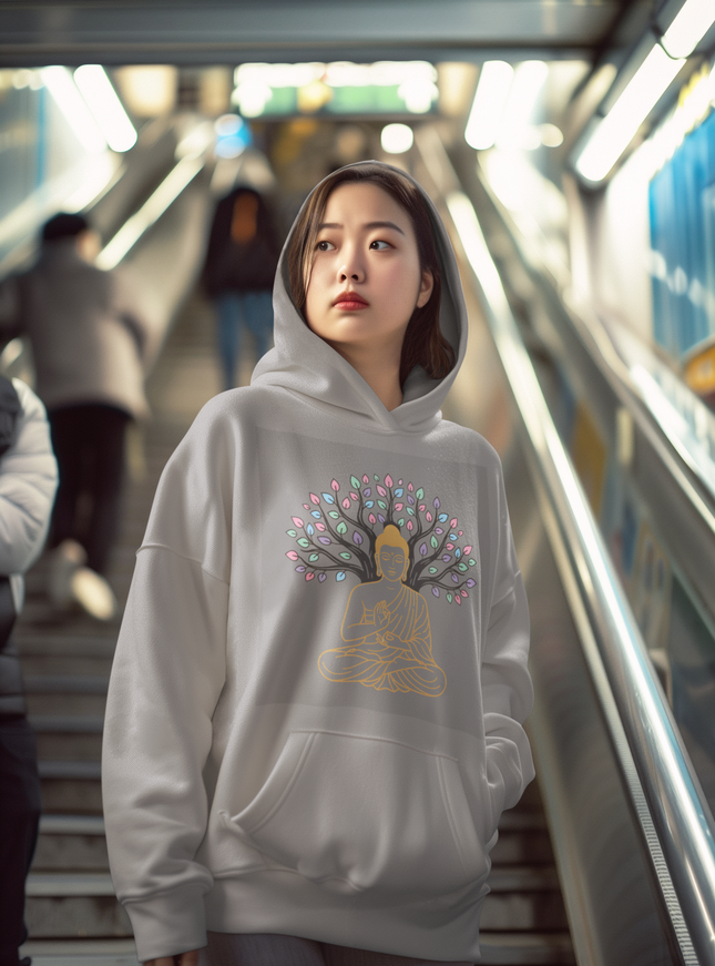Buddha Damen Hoodie – Spirituelles Design & Komfort