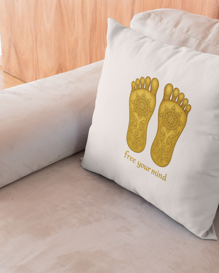 Buddhas Fußabdruck Kissen mit Füllung