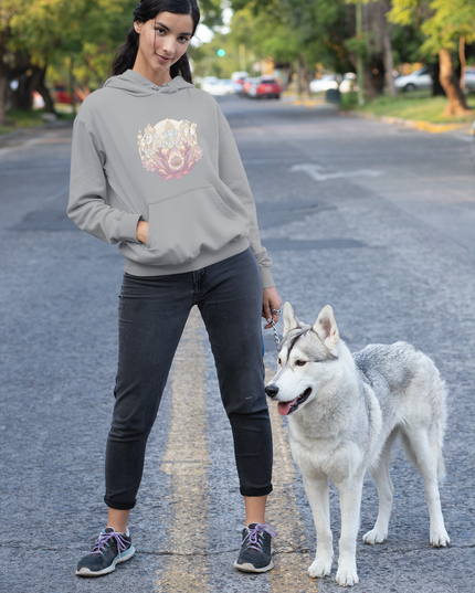 Drei Götter der Lotus Damen Hoodie – Göttliches Lotus Design & Spiritualität