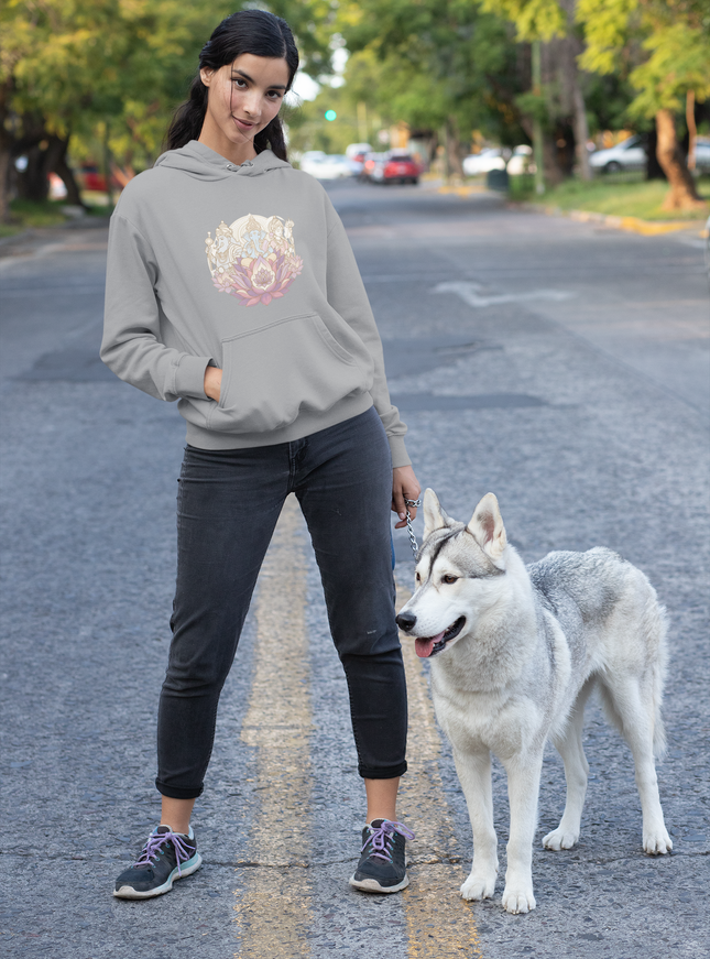 Drei Götter der Lotus Damen Hoodie – Göttliches Lotus Design & Spiritualität