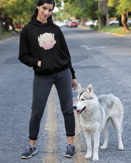 Drei Götter der Lotus Damen Hoodie – Göttliches Lotus Design & Spiritualität