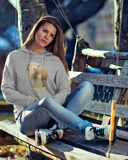 Grauer Elefant Damen Hoodie