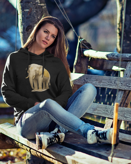 Grauer Elefant Damen Hoodie