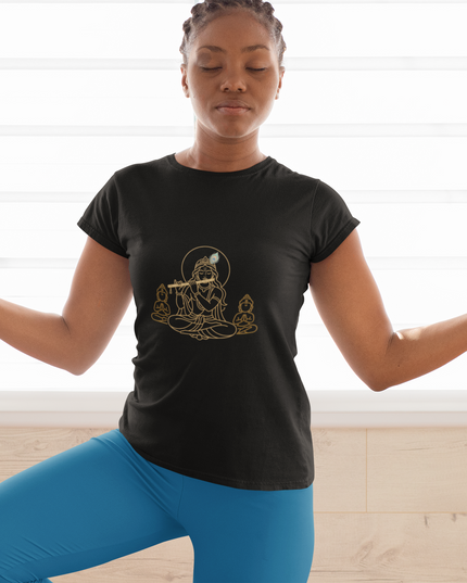 Krishna mit Guard Damen T-Shirt – Mystisches Design & Spirituelle Tiefe