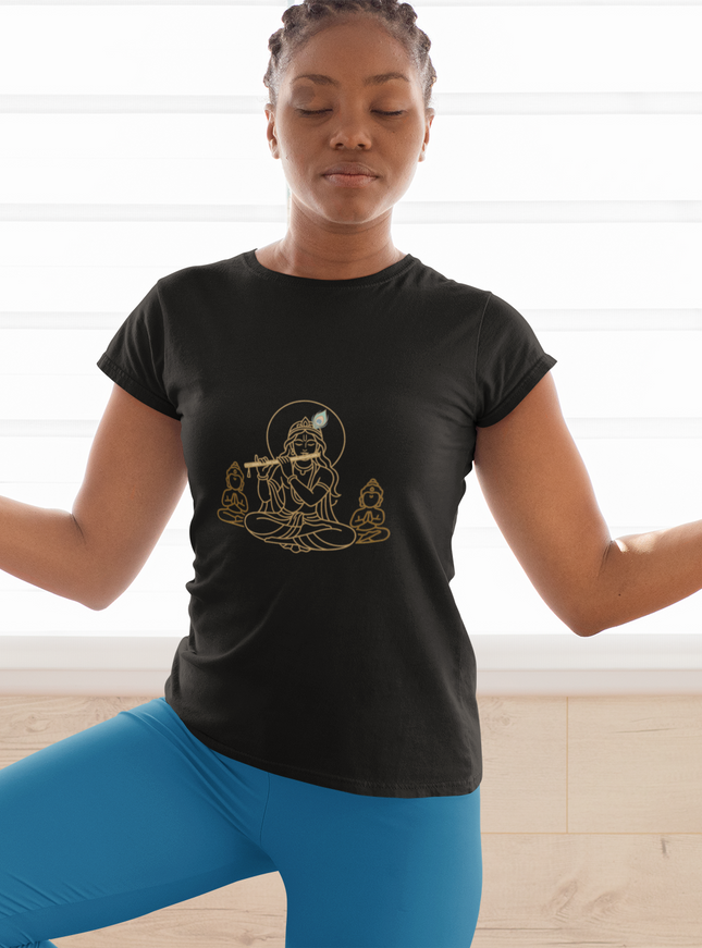 Krishna mit Guard Damen T-Shirt – Mystisches Design & Spirituelle Tiefe