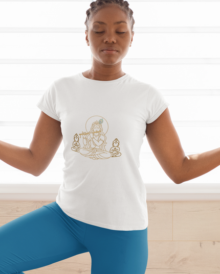 Krishna mit Guard Damen T-Shirt – Mystisches Design & Spirituelle Tiefe