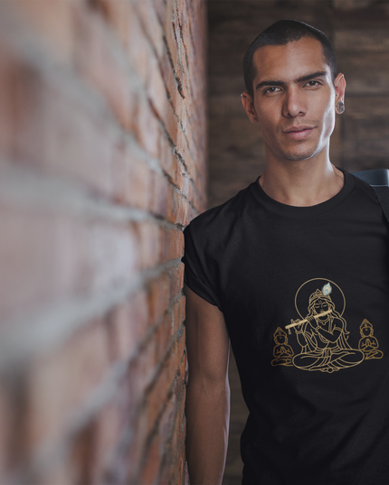 Krishna mit Guard Herren T-Shirt – Mystisches Design & Spirituelle Tiefe