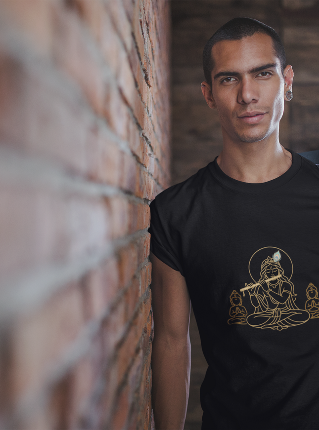 Krishna mit Guard Herren T-Shirt – Mystisches Design & Spirituelle Tiefe