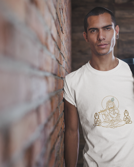 Krishna mit Guard Herren T-Shirt – Mystisches Design & Spirituelle Tiefe