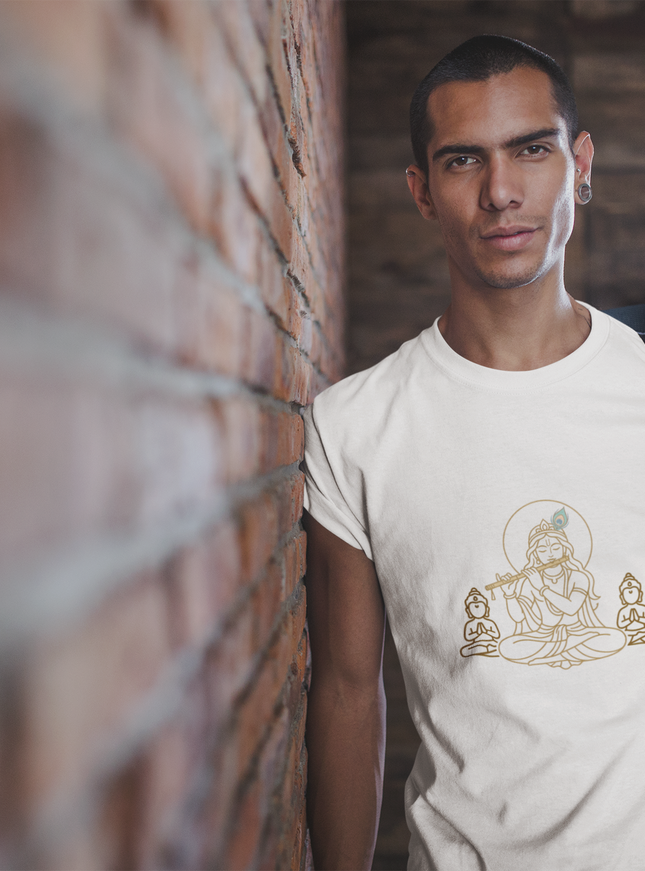 Krishna mit Guard Herren T-Shirt – Mystisches Design & Spirituelle Tiefe