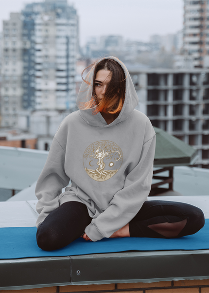 Lebensbaum Damen Hoodie – nachhaltiger Bio-Baumwolle Hoodie mit Lebensbaum Design von SatoriSoul
