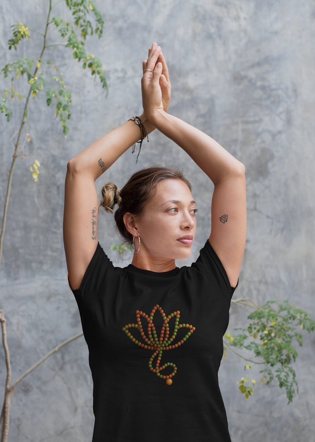 Malakette Damen T-Shirt Schwarz – nachhaltiges Bio-Baumwolle T-Shirt mit Mala-Design von SatoriSoul