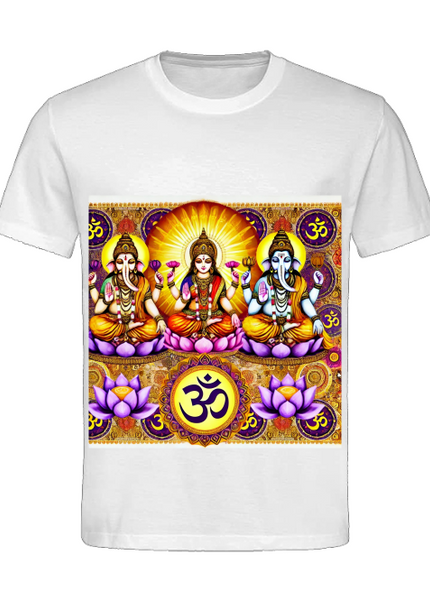 Detailansicht Krishna mit Guard Herren T-Shirt Weiß – Krishna, Guard und Lotus als Zeichen für Schutz und Balance