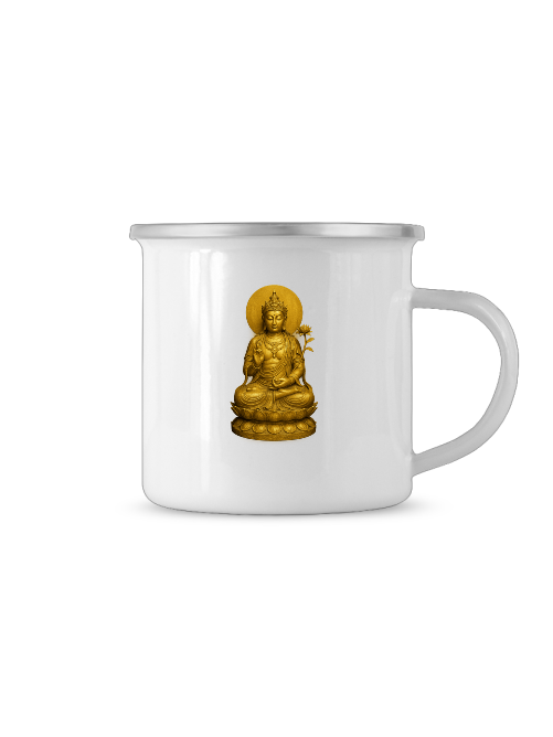 Bodhisattva Tasse mit goldenem Buddha-Design, Durchmesser 80 mm, Fassungsvermögen ca. 300 ml.