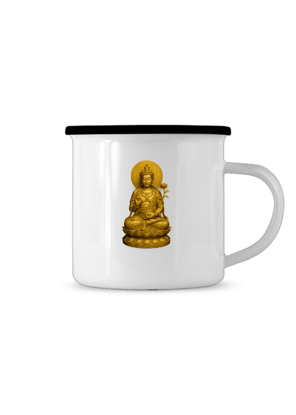 Bodhisattva Tasse mit goldener Buddha-Darstellung, Durchmesser 80 mm, Füllvolumen 300 ml.