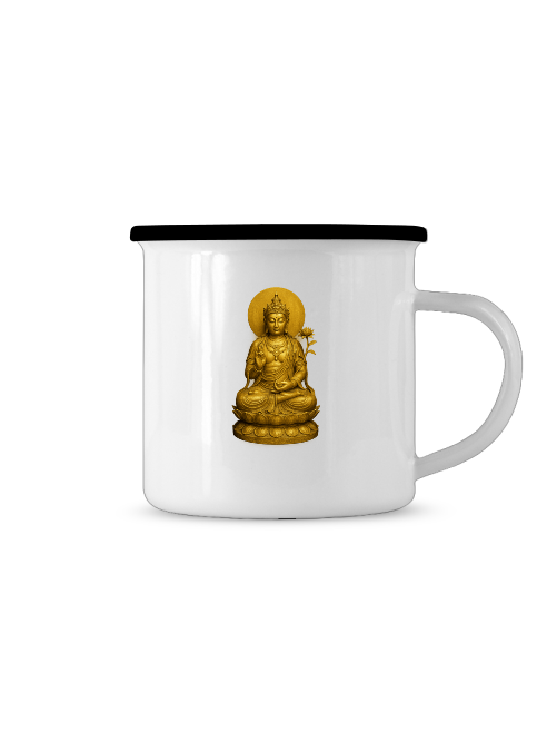 Bodhisattva Tasse mit goldener Buddha-Darstellung, Durchmesser 80 mm, Füllvolumen 300 ml.