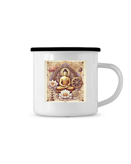 Buddha Tasse mit lotus und Buddha-Motiv, Durchmesser 80 mm, Fassungsvermögen ca. 300 ml.