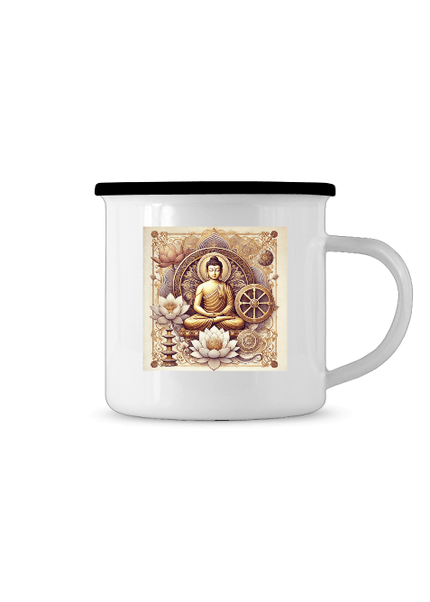Buddha Tasse mit lotus und Buddha-Motiv, Durchmesser 80 mm, Fassungsvermögen ca. 300 ml.