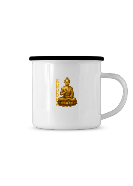 Golden Buddha Tasse mit goldenem Buddha-Design, Durchmesser 80 mm, für 300 ml Fassungsvermögen.