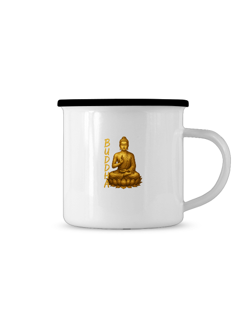 Golden Buddha Tasse mit goldenem Buddha-Design, Durchmesser 80 mm, für 300 ml Fassungsvermögen.