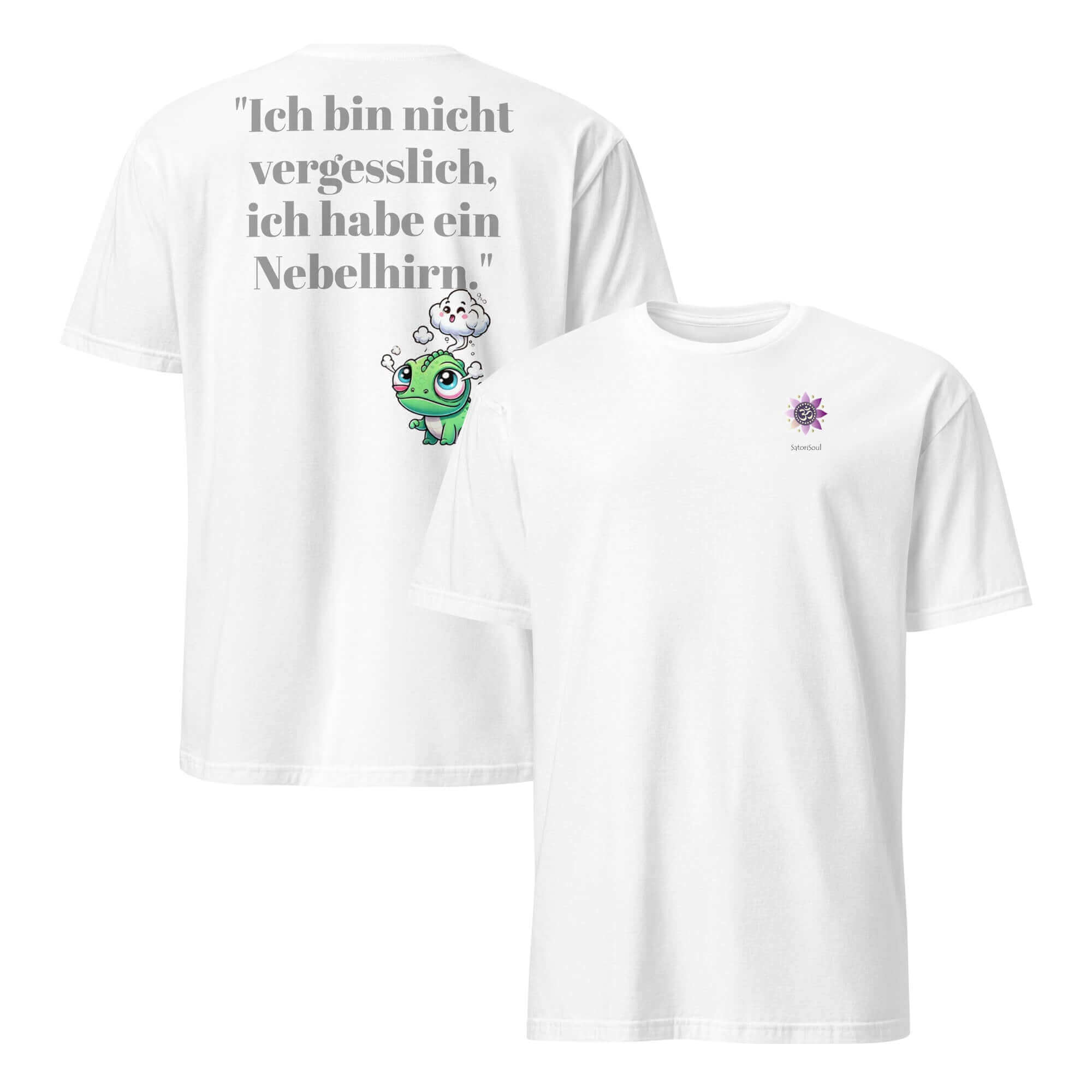MS Shirt Damen-T-Shirt mit Aufdruck "Ich bin nicht vergesslich, ich habe ein Nebelhirn" und Chamäleon-Design.