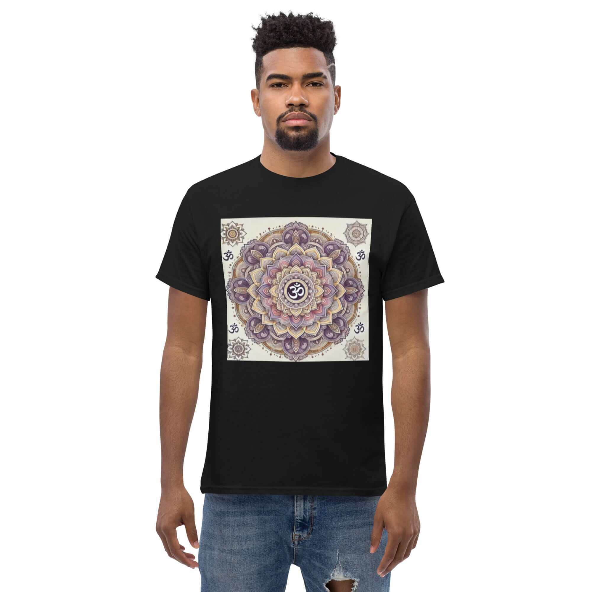 **Herren Mandala T-Shirt – Premiumqualität, Stilvolle Freizeitkleidung mit Einzigartigem Mandala-Design, Bequem und Entspannte Passform** SatoriSoul
