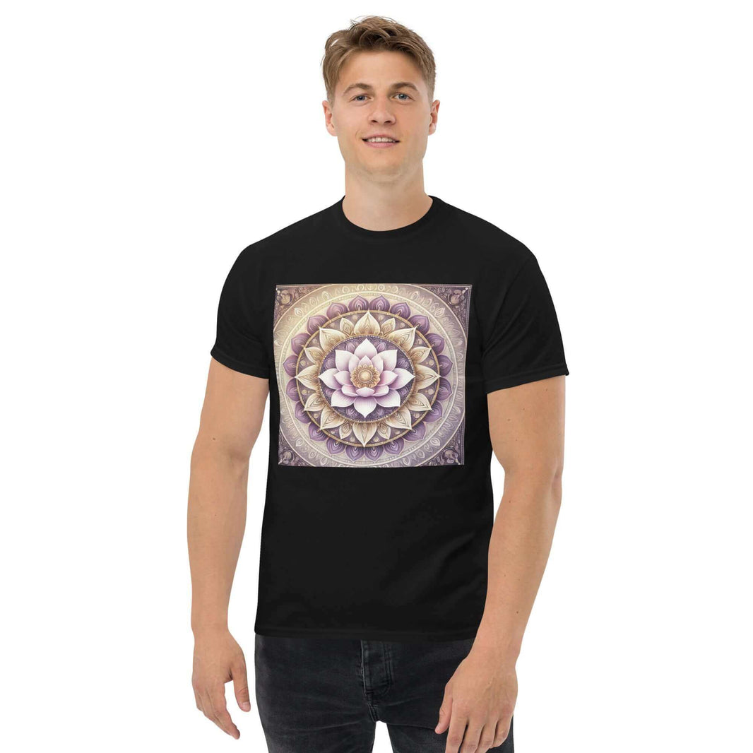 **Herren Lotus Mandala T-Shirt – Premiumqualität, Stilvolle Freizeitkleidung mit Einzigartigem Lotus Mandala-Design, Bequem und Entspannte Passform**