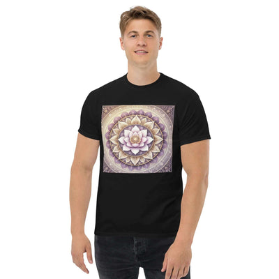 **Herren Lotus Mandala T-Shirt – Premiumqualität, Stilvolle Freizeitkleidung mit Einzigartigem Lotus Mandala-Design, Bequem und Entspannte Passform** SatoriSoul