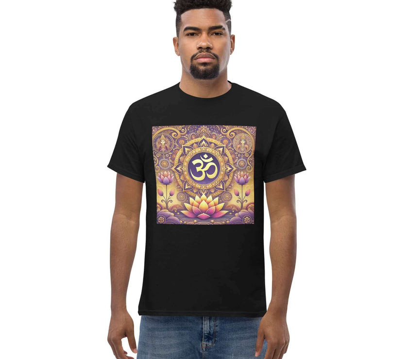 **Herren Om Lotus T-Shirt – Premiumqualität, Stilvolle Freizeitkleidung mit Einzigartigem Om Lotus-Design, Bequem und Entspannte Passform**