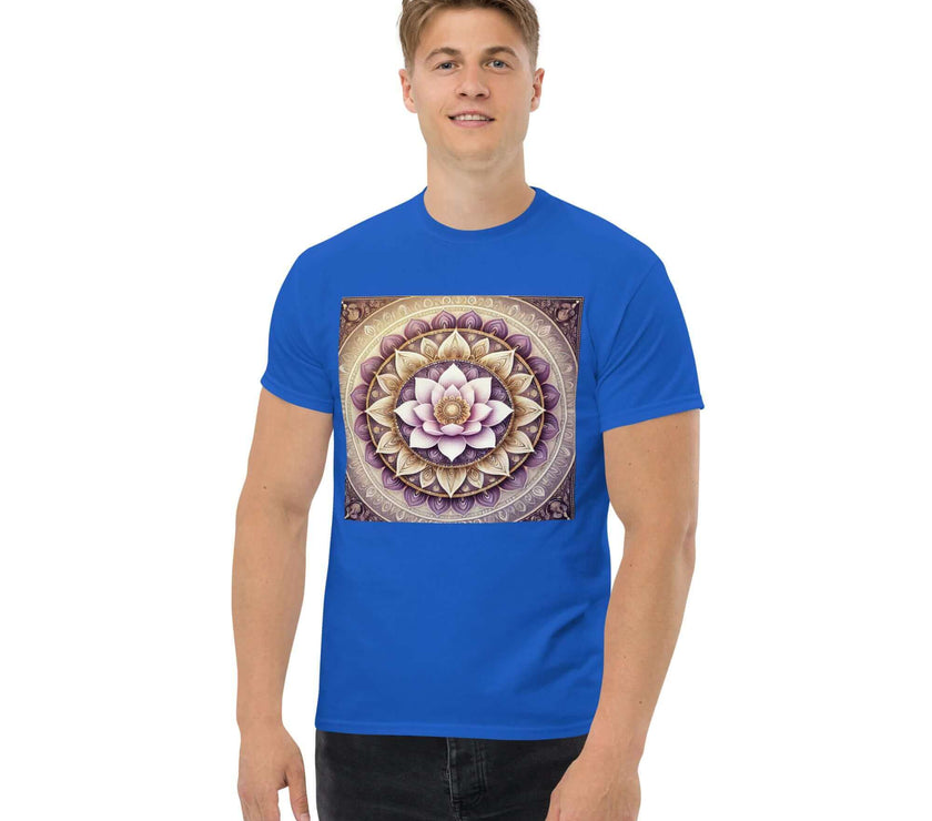 **Herren Lotus Mandala T-Shirt – Premiumqualität, Stilvolle Freizeitkleidung mit Einzigartigem Lotus Mandala-Design, Bequem und Entspannte Passform**