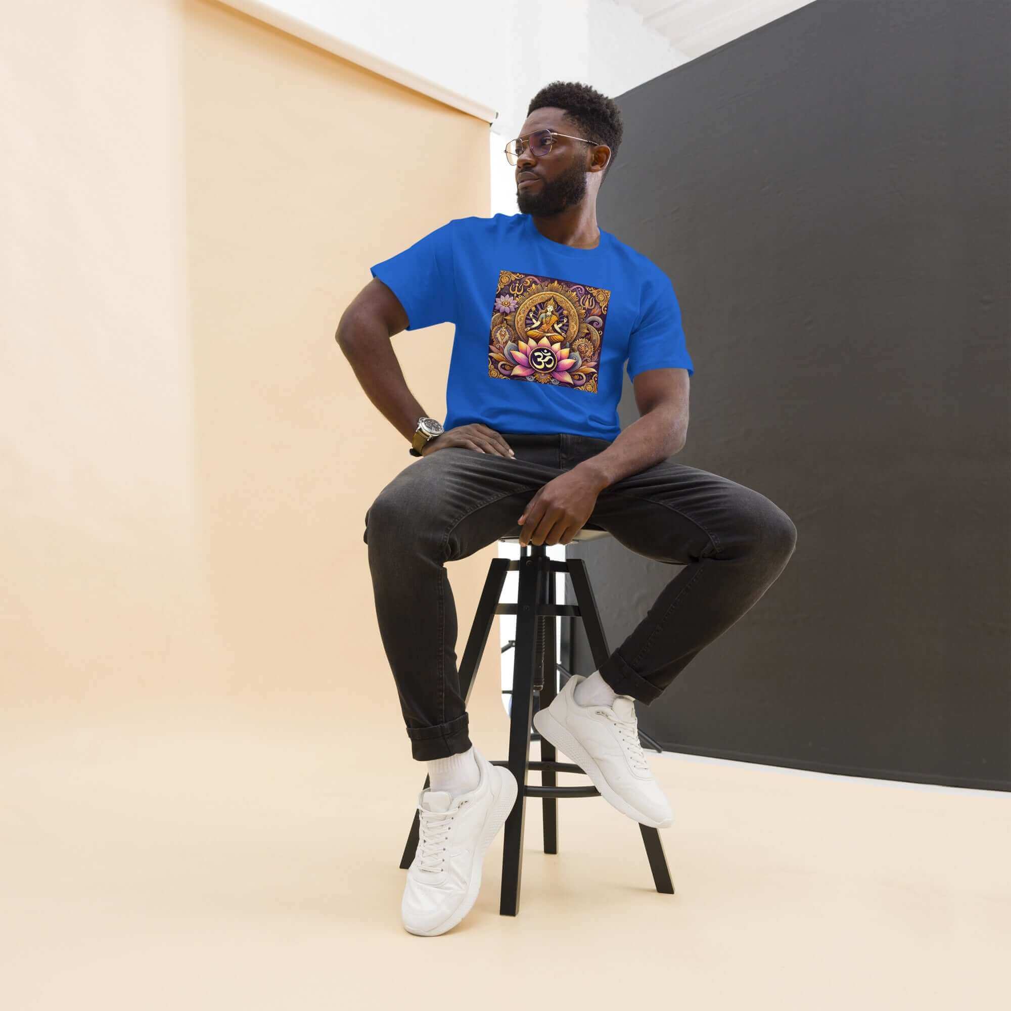 **Herren Shiva Om T-Shirt – Premiumqualität, Stilvolle Freizeitkleidung mit Einzigartigem Shiva Om-Design, Bequem und Entspannte Passform** SatoriSoul
