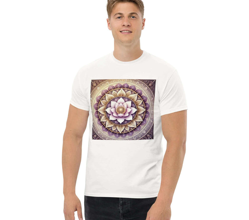 **Herren Lotus Mandala T-Shirt – Premiumqualität, Stilvolle Freizeitkleidung mit Einzigartigem Lotus Mandala-Design, Bequem und Entspannte Passform**