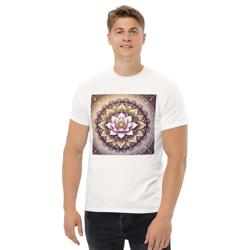 **Herren Lotus Mandala T-Shirt – Premiumqualität, Stilvolle Freizeitkleidung mit Einzigartigem Lotus Mandala-Design, Bequem und Entspannte Passform**