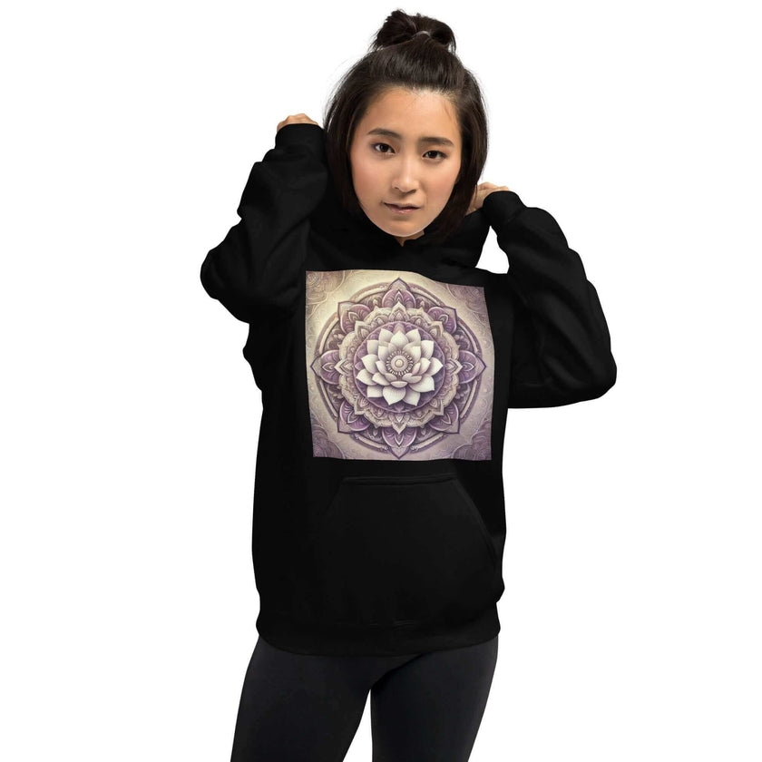 Golden Women's Buddha Mandala Hoodie, Spiritual Comfort, Boho Chic, Artistic Fashion, Mindfulness Hoodie, Meditation