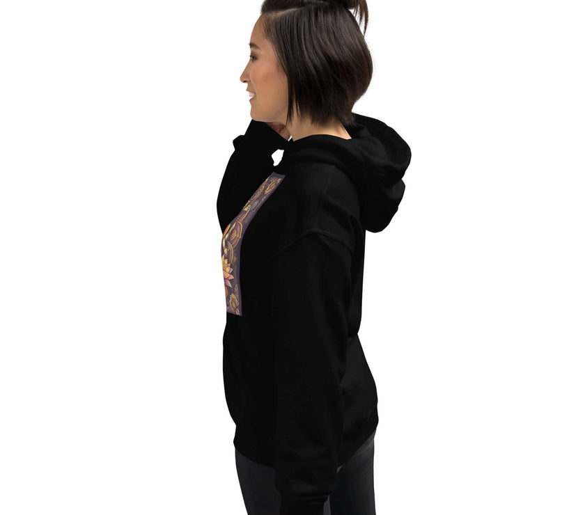 **Om of the Three Gods Hoodie – Ganesha, Shiva, Parvati Design, Spiritual, Artistic, Comfortable, Balanced Energy**