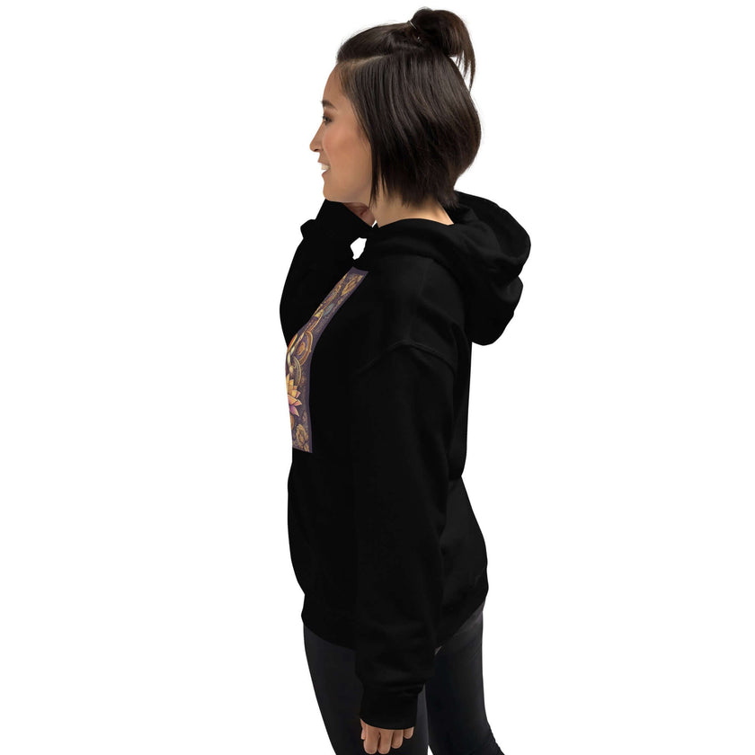 **Om of the Three Gods Hoodie – Ganesha, Shiva, Parvati Design, Spiritual, Artistic, Comfortable, Balanced Energy**