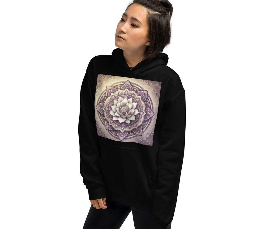 Golden Women's Buddha Mandala Hoodie, Spiritual Comfort, Boho Chic, Artistic Fashion, Mindfulness Hoodie, Meditation
