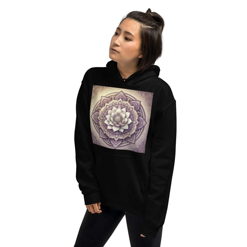 Golden Women's Buddha Mandala Hoodie, Spiritual Comfort, Boho Chic, Artistic Fashion, Mindfulness Hoodie, Meditation