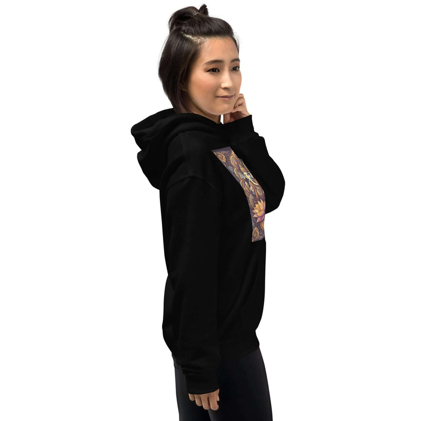 **Om of the Three Gods Hoodie – Ganesha, Shiva, Parvati Design, Spiritual, Artistic, Comfortable, Balanced Energy**