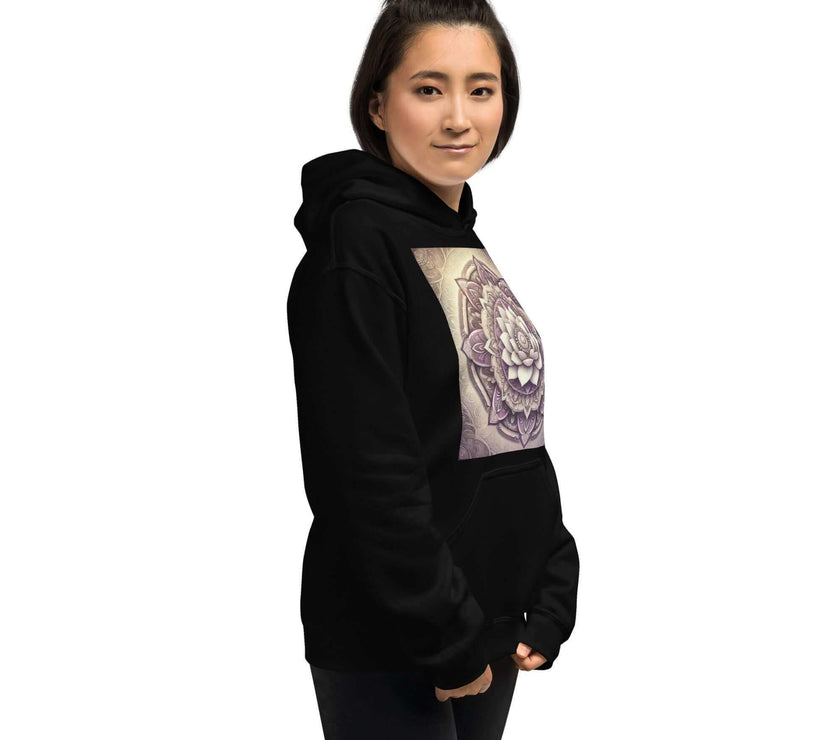 Golden Women's Buddha Mandala Hoodie, Spiritual Comfort, Boho Chic, Artistic Fashion, Mindfulness Hoodie, Meditation