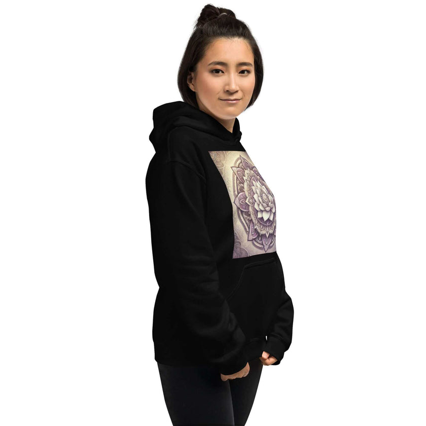 Golden Women's Buddha Mandala Hoodie, Spiritual Comfort, Boho Chic, Artistic Fashion, Mindfulness Hoodie, Meditation