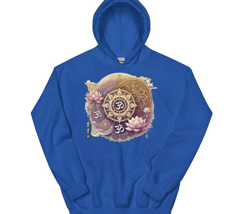 Om Mandala Women's Hoodie – Spiritual Purple and Gold Design, Yoga Hoodie, Meditation Clothing, Spiritual Fashion, Om Symbol Hoodie, Women's Fashion, Mandala Art