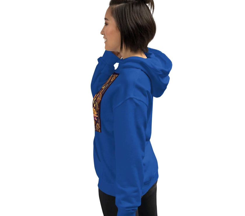 **Om of the Three Gods Hoodie – Ganesha, Shiva, Parvati Design, Spiritual, Artistic, Comfortable, Balanced Energy**
