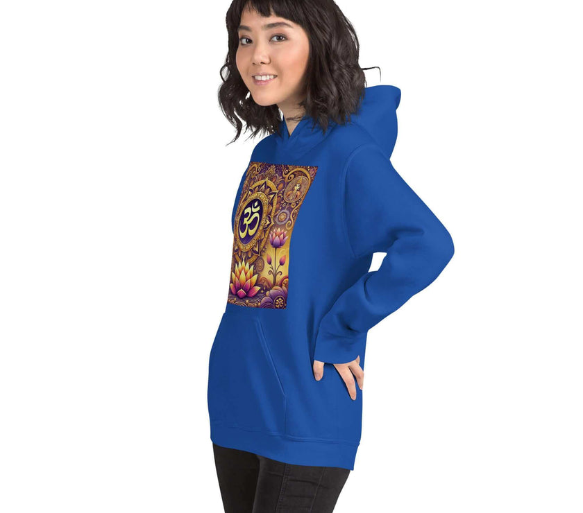 **Om Mandala Hoodie – Spiritueller Hoodie, Lila-Gold-Design, Damen Hoodie, Mandala-Kunst, Yoga-Kleidung, Meditationskleidung, Innerer Frieden, Spirituelles Geschenk, Bequeme Mode**