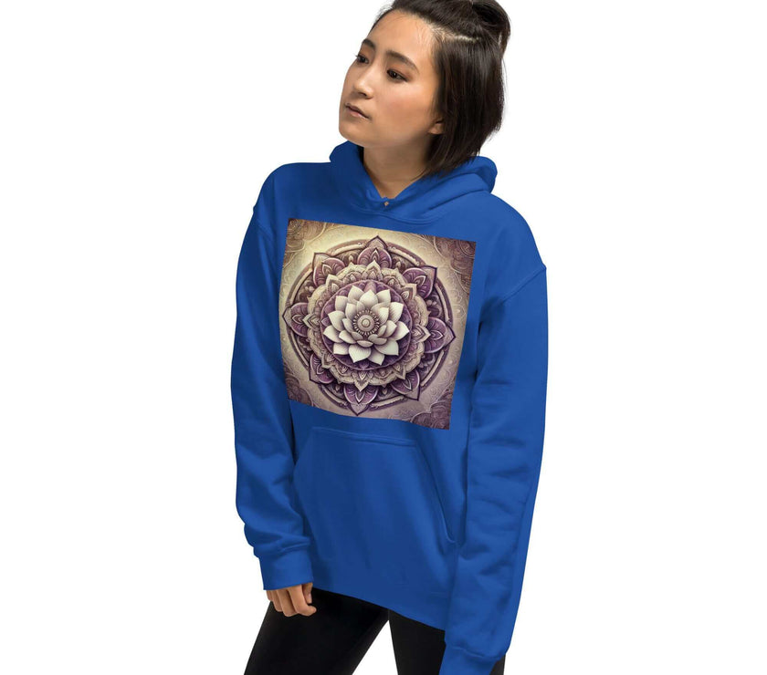 Golden Women's Buddha Mandala Hoodie, Spiritual Comfort, Boho Chic, Artistic Fashion, Mindfulness Hoodie, Meditation