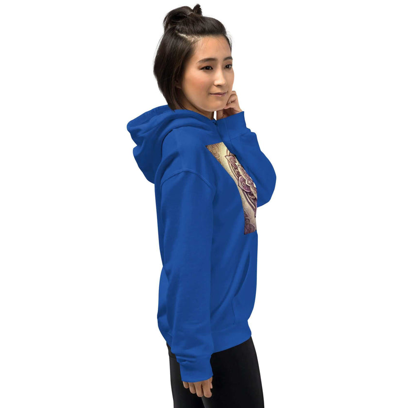 Golden Women's Buddha Mandala Hoodie, Spiritual Comfort, Boho Chic, Artistic Fashion, Mindfulness Hoodie, Meditation