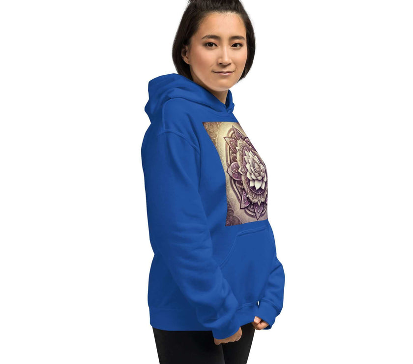 Golden Women's Buddha Mandala Hoodie, Spiritual Comfort, Boho Chic, Artistic Fashion, Mindfulness Hoodie, Meditation