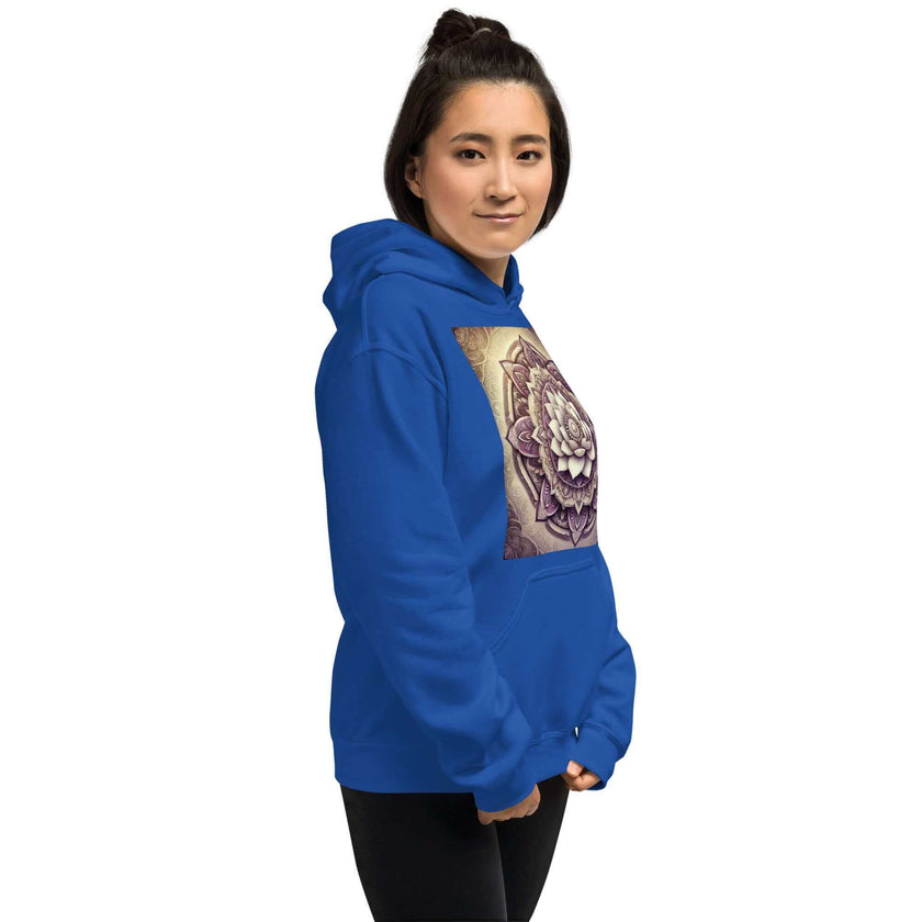 Golden Women's Buddha Mandala Hoodie, Spiritual Comfort, Boho Chic, Artistic Fashion, Mindfulness Hoodie, Meditation